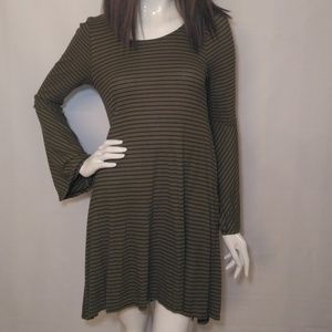 Striped Bell-Sleeve Dress